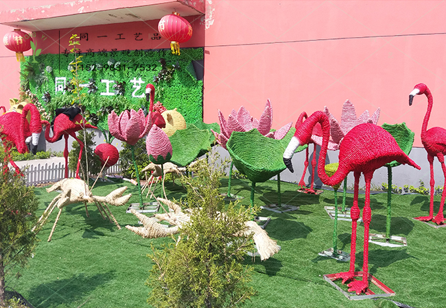 稻草工艺品荷塘月色场景