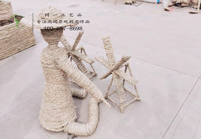 稻草工艺品草雕纺线