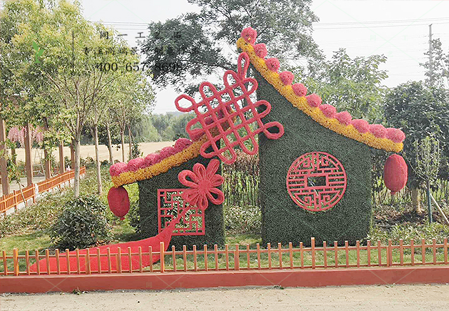 仿真绿雕福临门造型