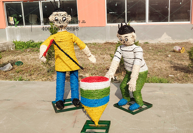 稻草工艺品童趣打陀螺